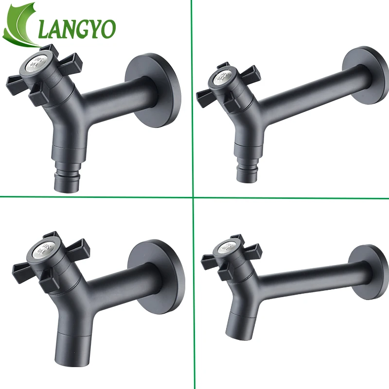 Black High Quality Outdoor Garden Faucet  Washing Machine Faucet Stainless steel Kitchen Bathroom Sink Tap Mop Pool Water Taps