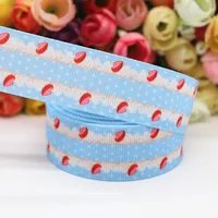 5 Yards 1'' 25MM Strawberry Cake Printed Grosgrain Ribbons For Hair Bows DIY Handmade Materials Y19103002 5