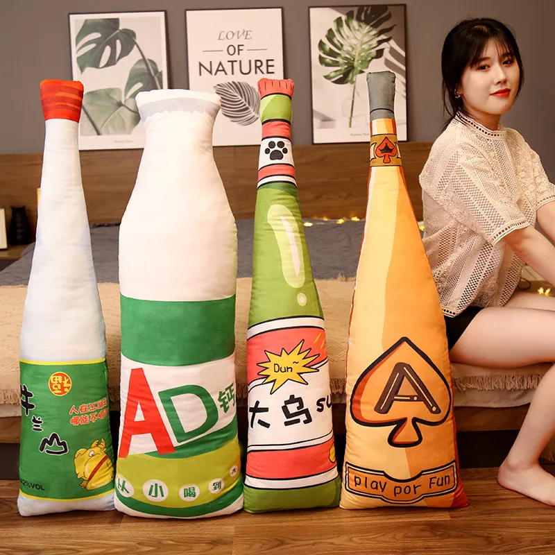 160cm Creative Bottle Pillow Plush Toy Doll Wine Bottle Milk Bottle Mineral Water Bottle Birthday Gift for Child Girlfriend