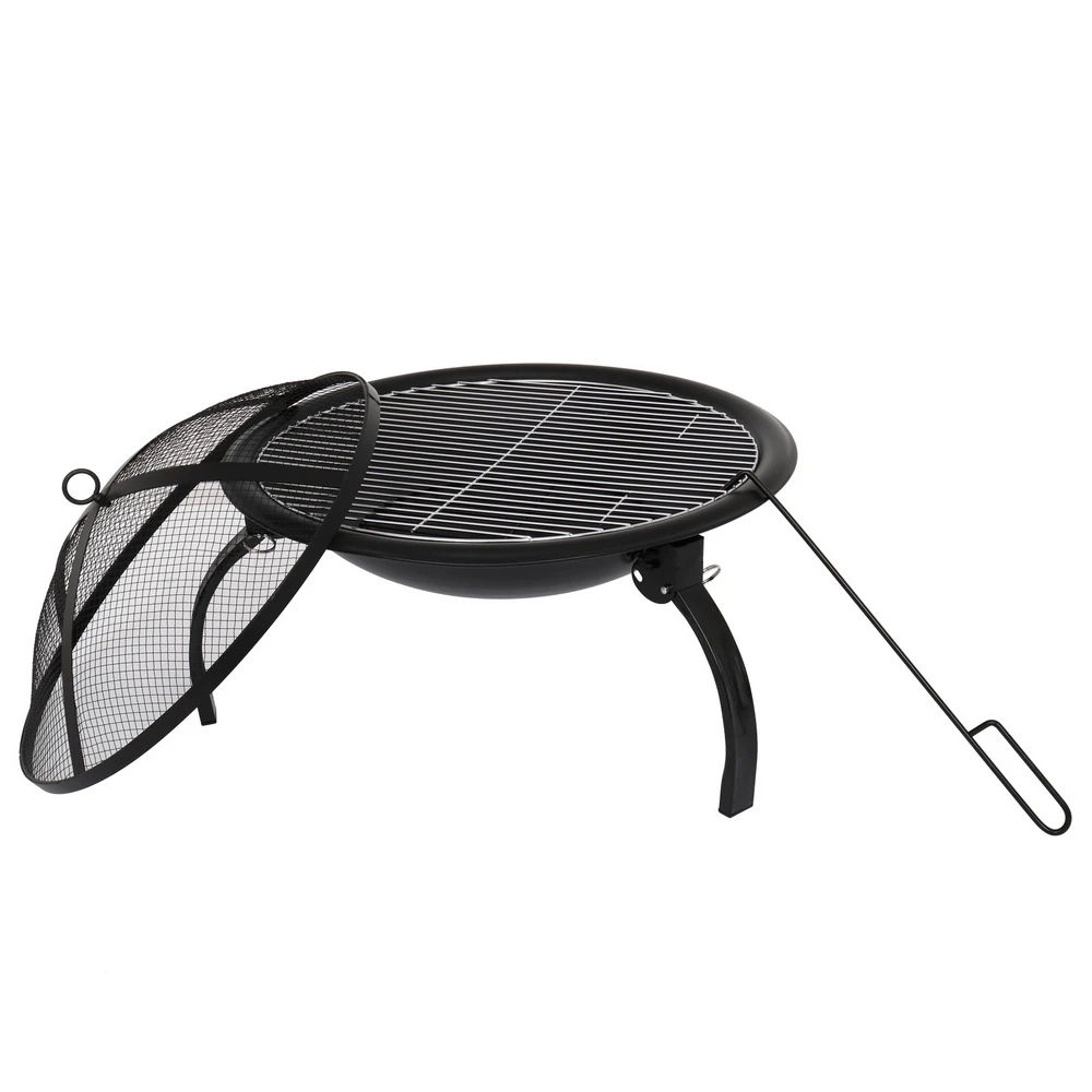 21 Inch Iron Charcoal Grill Delicate Shape Multifunction Fire Pit Black with Charcoal Net Carrying Bag 56x56x40CM[US-Stock]