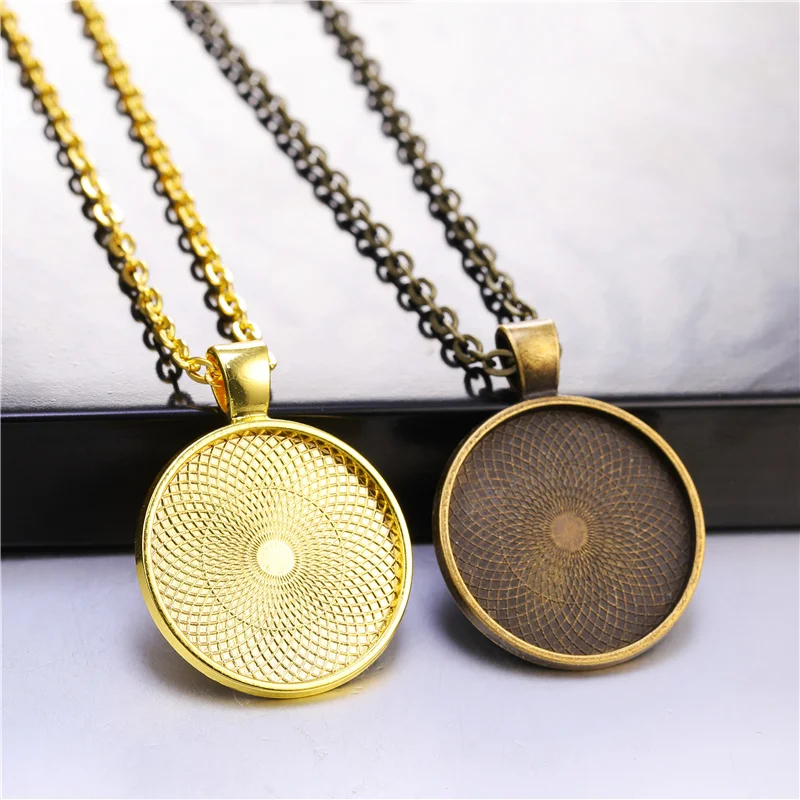 5 teile/los 50 cm Kette Anhänger Mit 25mm Cabochon Basis Lünette Liefert Charms Für DIY Halsketten Schmuck, Die Entdeckungen zubehör – Detail 3