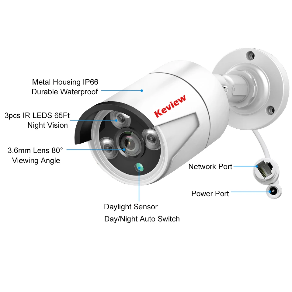 Keview 8MP 4K 5MP 3MP Outdoor Ip Camera Poe Waterdichte H.265 Bewaking Bullet Cctv Camera Bewegingsdetectie Camera