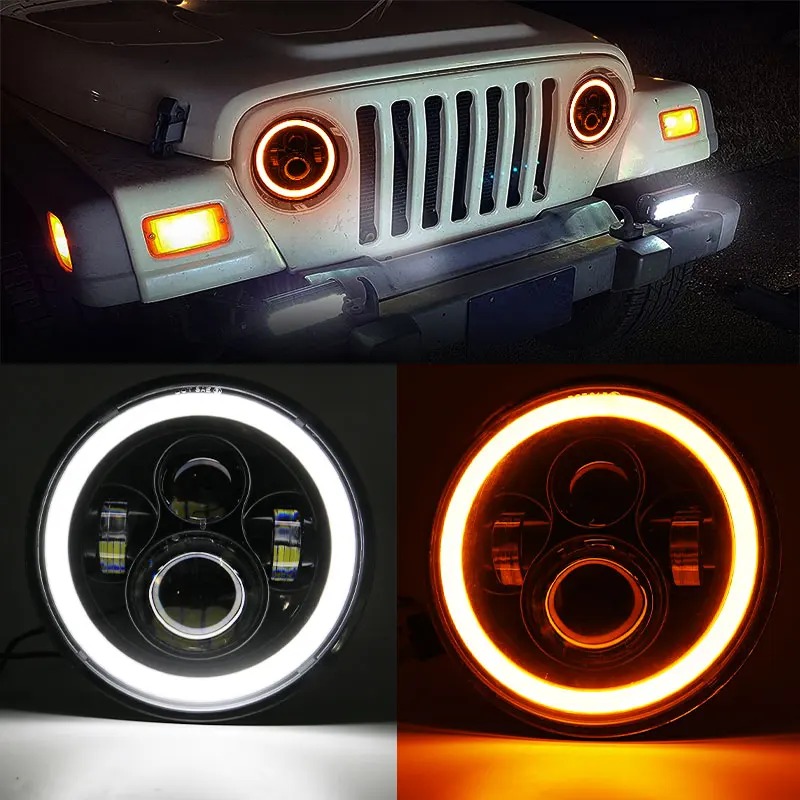 1-2pcs Car LED 7 Inch Round Headlight Conversion Kit For Beetle Classic Lada Niva URBAN For Jeep Wrangler for Suzuki Samurai