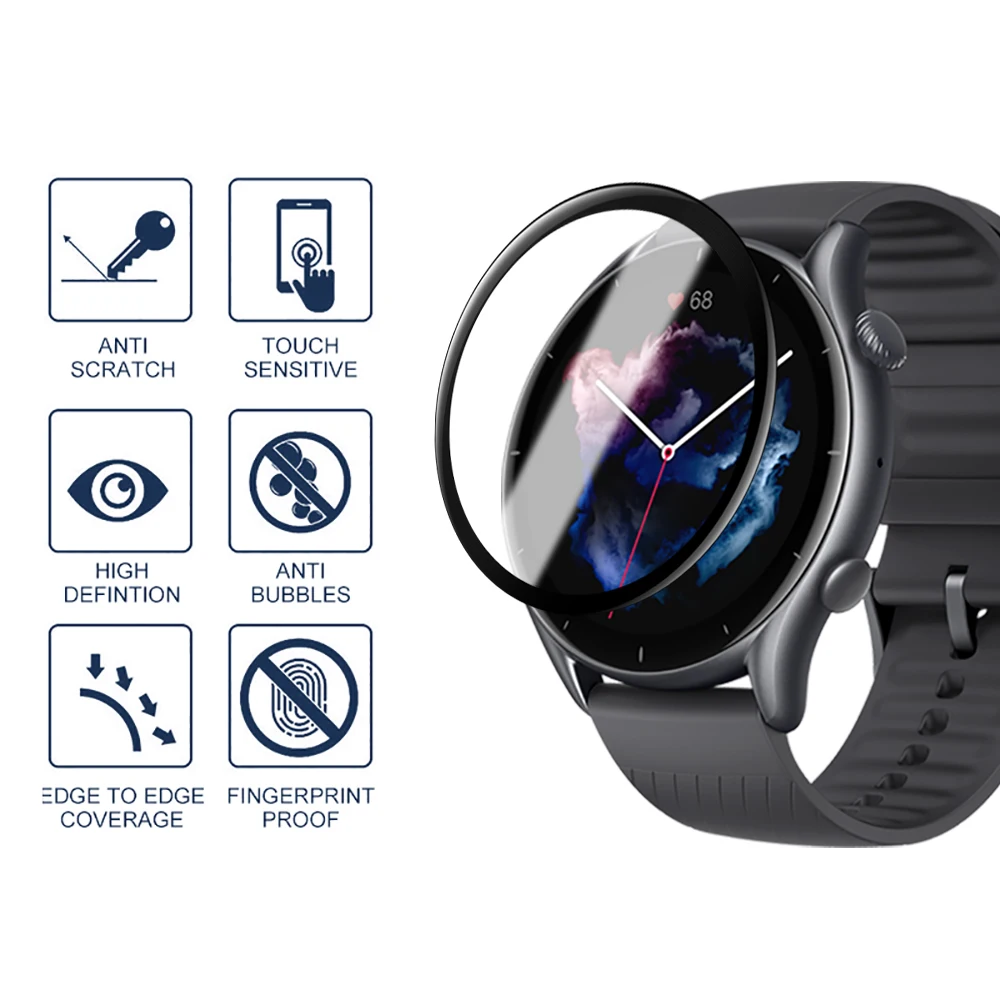 New Soft Fiber Glass Protective Film Cover For Amazfit GTR3 GTR-3 GTR 3 Pro Smart watch Screen Protector Shell Case Accessories