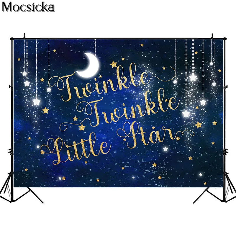 Twinkle Little Star Photography Backdrops For Newborn 1st Birthday Props Starry Dream Moon Stars Child Portrait Photo Background