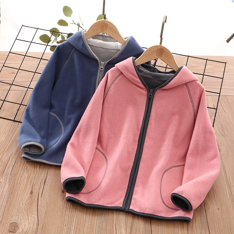 2021 JENYA Boys Girls Cute Soft Polar Fleece Hoodies Jacket For Girls  New Children Spring Autumn Outwear Teenagers Kids Coat