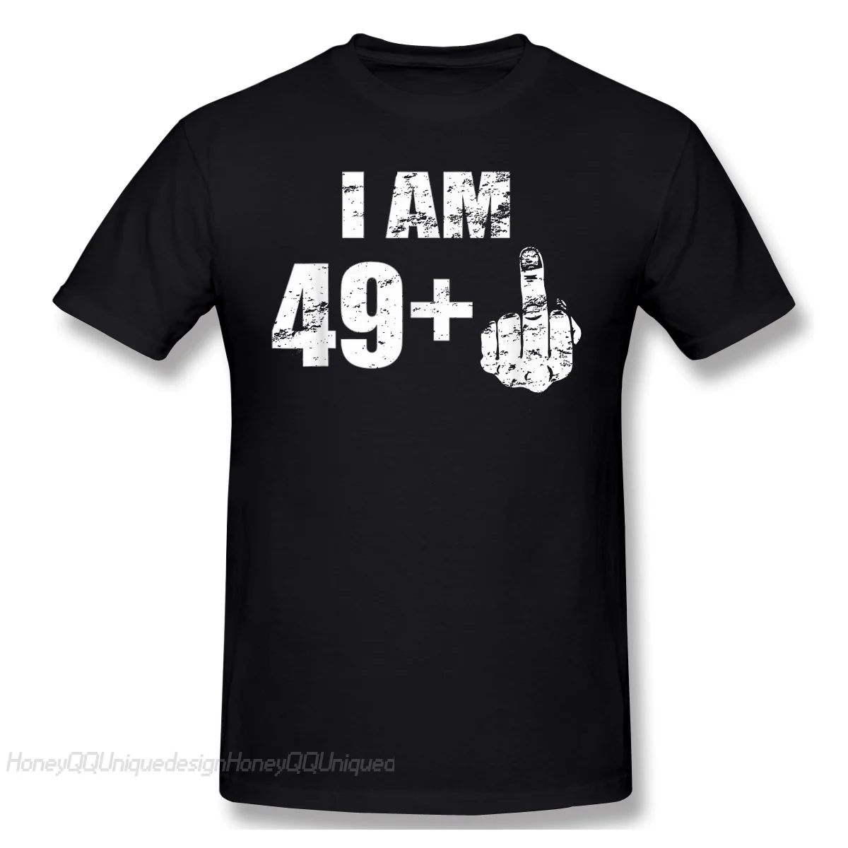 50 Years Old Born in 1971 T-Shirt I Am 49 Plus Middle Finger Funny 50Th Birthday Gift Unique Shirt Crewneck Cotton Men TShirt