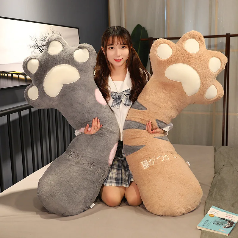 

70-140cm Giant Cute Cartoon Bear Paw Stuffed Bedroom Hug Doll Toy Cat Paw Cushion Soft Long Plush Pillow Home Decoration Gifts