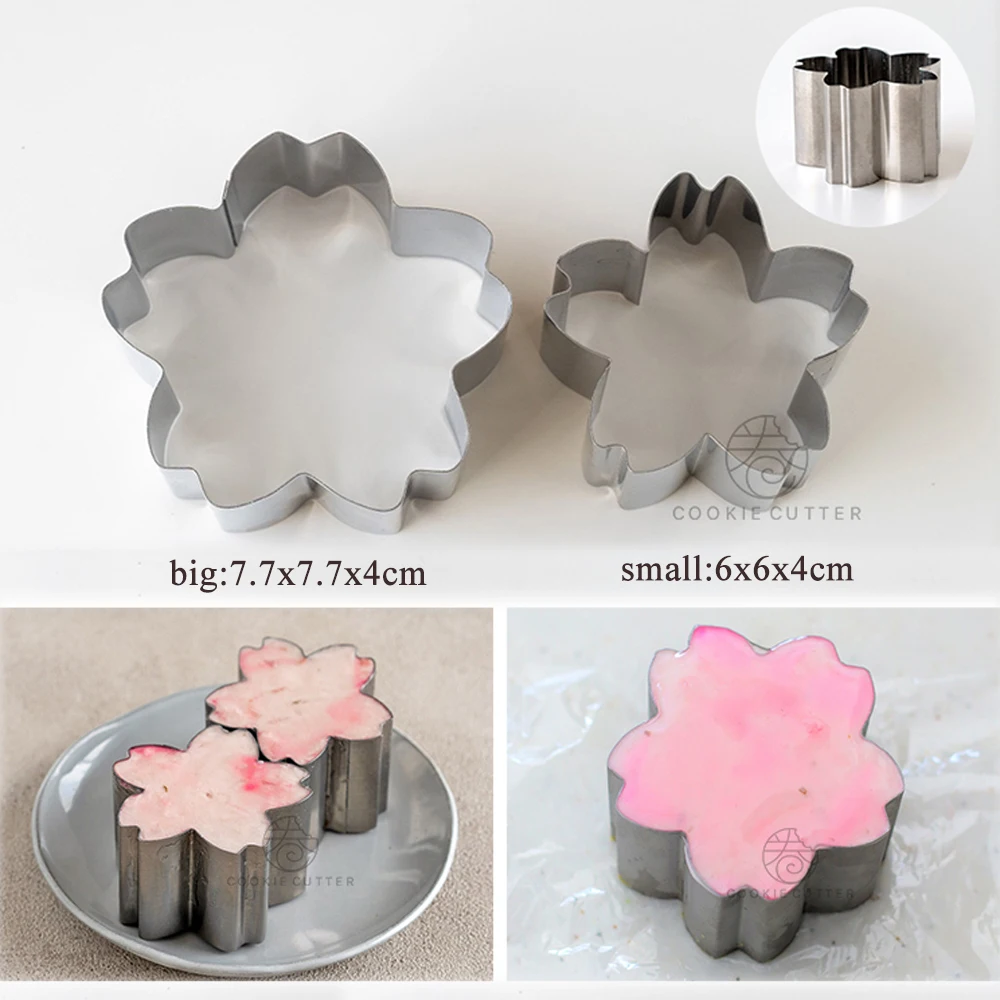 Sakura Mold Cherry Blossom Stainless Steel Mousse Cake Mould Biscuit Mold Cookie Cutting Rice Ball Jelly Baking Mold Kitchen