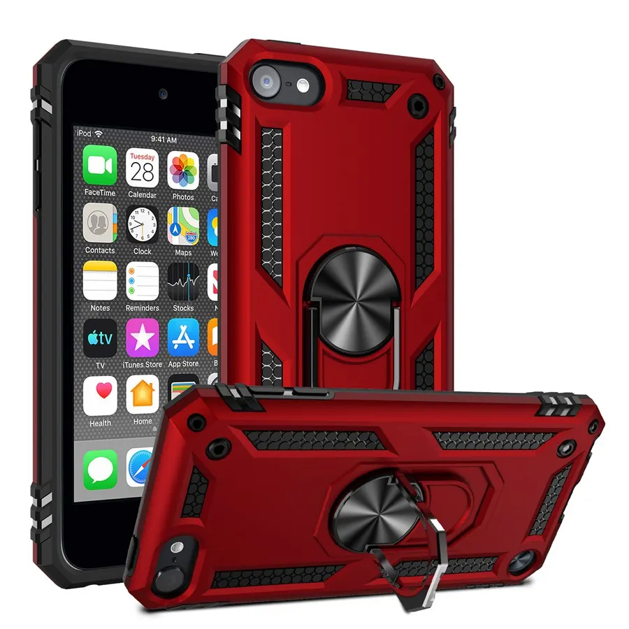 Armor Dual Layer case 360 Degree Rotating Metal Ring Holder Kickstand Shockproof Cover for iPod TOUCH 5/TOUCH 6,TOUCH 7