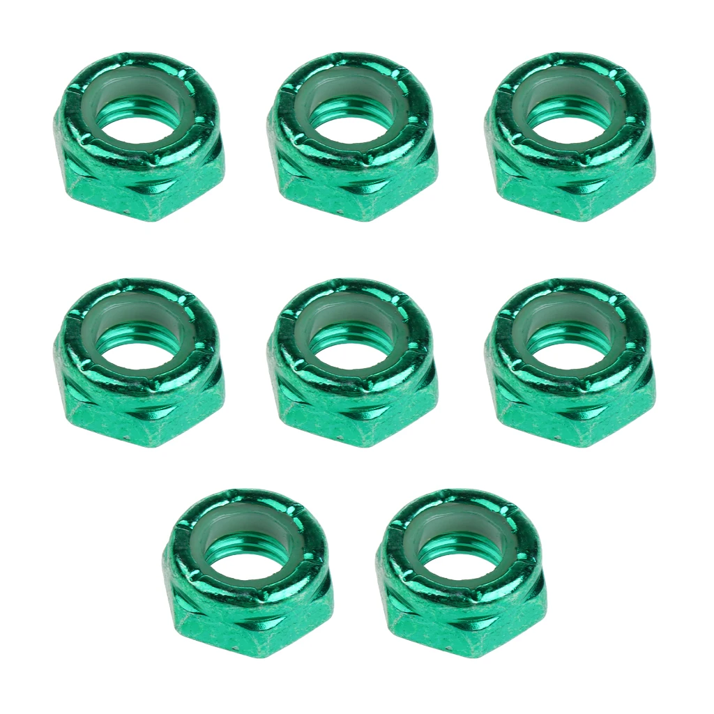 8pcs Carbon Steel Skateboard Nuts Truck Wheel Axle Screw Nuts Longboard Accessories