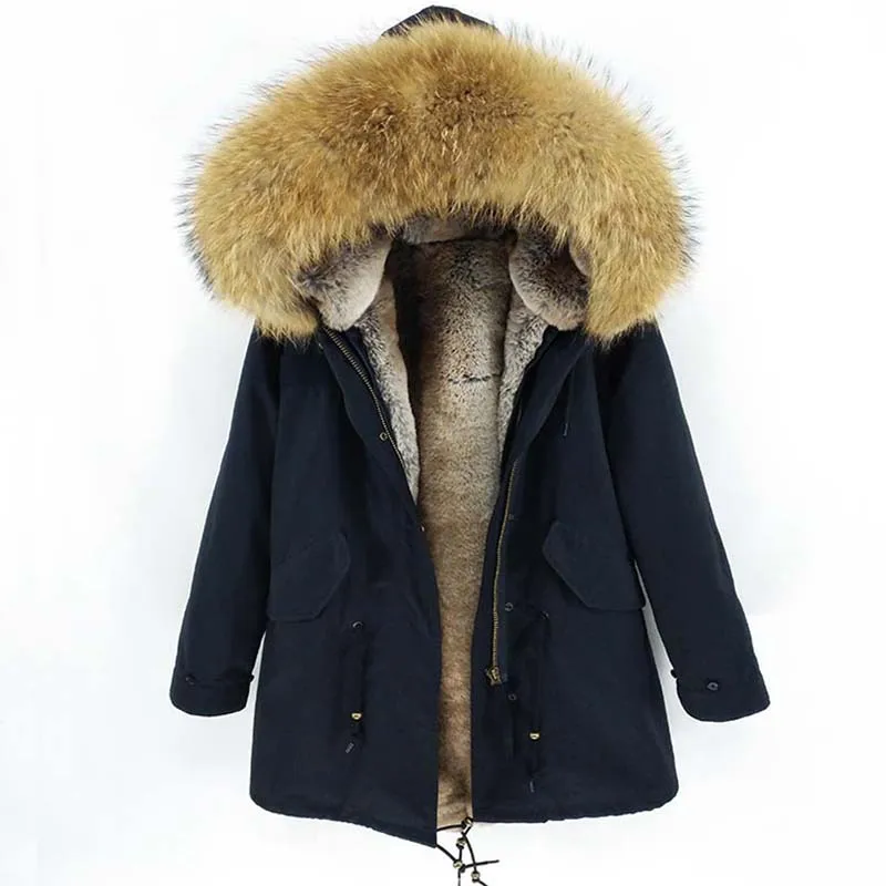 2022 Winter Jacket Men Parka Real Fur Coat Big Natural Raccoon Fur Collar Hood Thick Warm Outerwear Streetwear