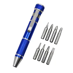 8 In 1 Mini Aluminum Precision Pen Screw Driver Screwdriver Set Repair Tools Kit for Cell Phone Hand  Multifunction  tool