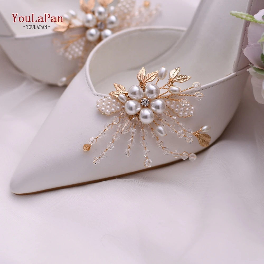 TOPQUEEN X06 Exquisite beaded leaf buckles handmade crystal wedding shoe clip Specially designed for wedding ladies' shoes