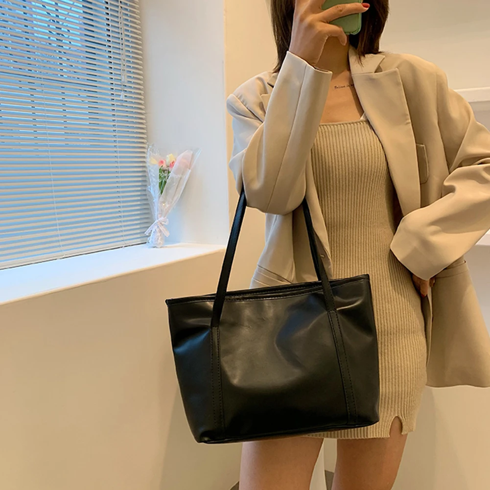 Women Vintage Leather Women Handbags Female Shoulder Bag Designer Luxury Lady Tote Large Capacity Zipper Shoulder Shopping Bag