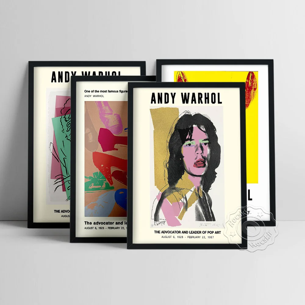 Andy Warhol Exhibition Poster, Andy Mick Jagger Pop Art Prints, Warhol Queen Elizabeth Wall Picture, Vintage Portrait Art Prints