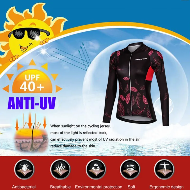 Fahrrad trikot für Frauen, lange Ärmel, Rennrad bekleidung, Reit hemd, Mountainbike Team kleidung, MTB, Weiblich – Detail 5