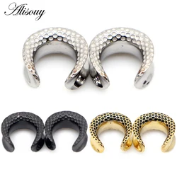Alisouy 2pcs 8mm-28mm New Saddle Ear Tunnel Plugs Stainless Steel Ear Expanders Tunnels for Ear Stretchers Piercing Body Jewelry