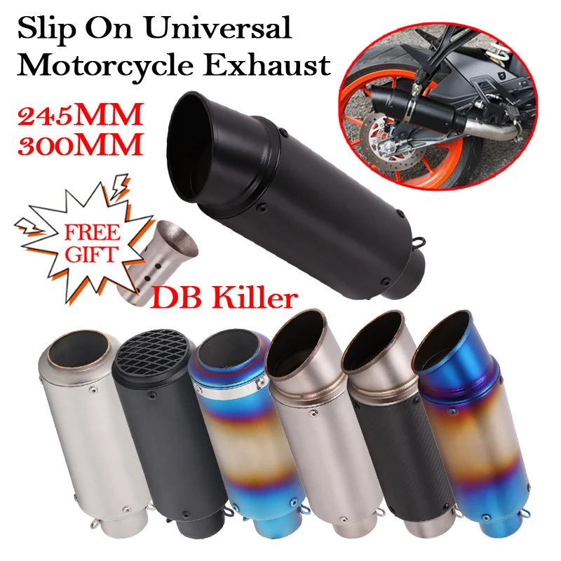 

51MM Motorcycle Short Exhaust Slip On Universal Modified Moto Escape DB Killer Muffler For S1000RR Z900 CBR1000 R3 R25 MT07 MT09