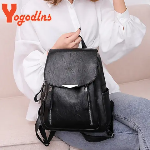 Yogodlns sac à dos de luxe pour femmes sac à dos en cuir PU souple voyage sac d'école de grande capacité sac à dos d'affaires à Double fermeture éclair