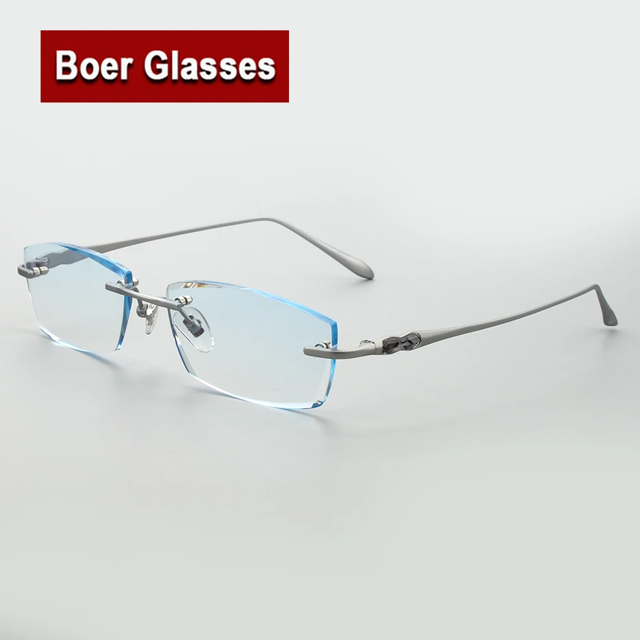 

Men's Titanium Rimless Glasses Diamond Cutting Color Lenses RXable Eyeglasses Frame 105