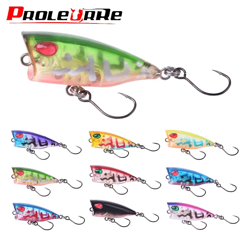 1PCS Floating Popper Fishing Lure 40MM 3.5G Mini Topwater Wobbler Crankbait With Hooks Artificiais Hard Bait Pesca Tackle