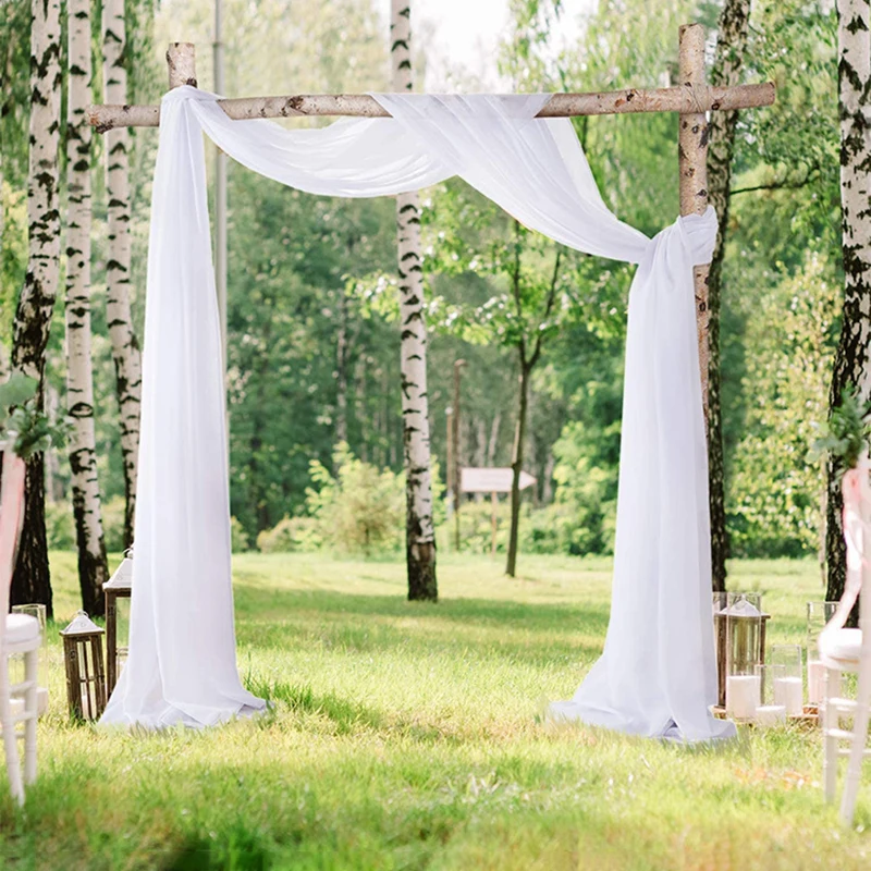 

White Sheer Fabric Wedding Party Drapes Backdrop Curtain Stand Arch Decoration Photo Booth Background Party Curtains Home Decor