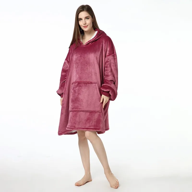 Winter Thicken Robe Warm Hooded Sleepwear Long Sleeve Sleep Tops Flannel Nightgown Femme Nightwear Loose Home Clothing