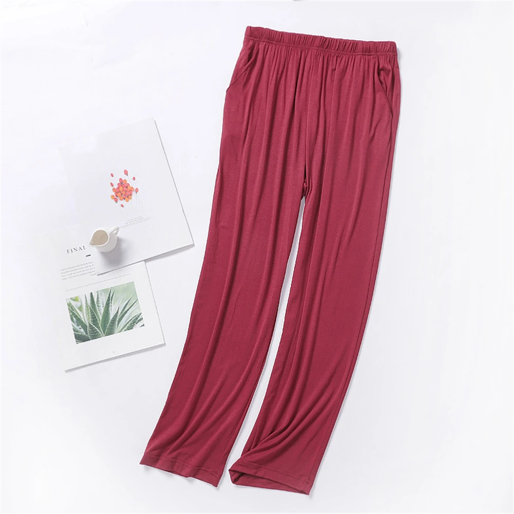 Men Pajama Pants Plus Size Nightwear Solid Modal Soft Trousers Casual Loose Male Sleep Bottom Spring And Summer Home Wear Pants