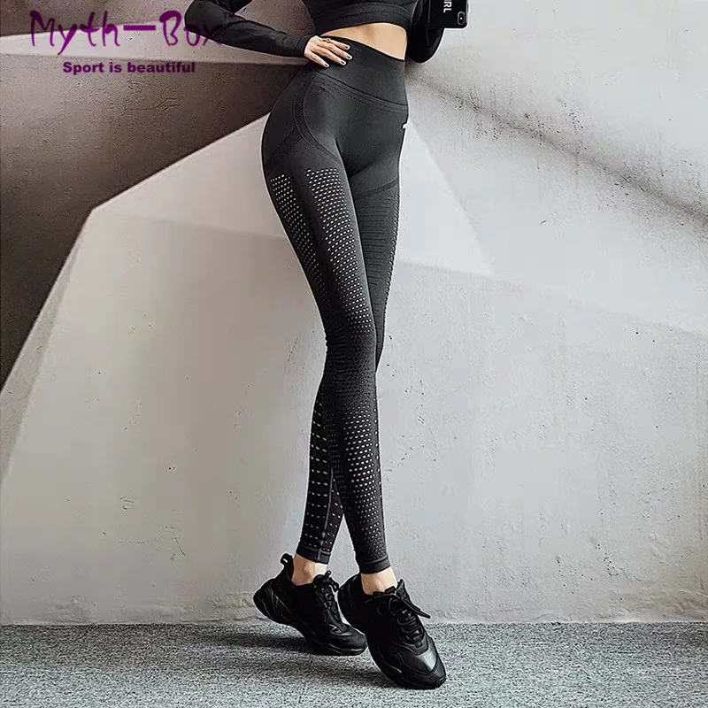 Yoga Pants Women Hollow Out Leggings Sport Woman Elastic High Waist Running Trousers Gym Fitness Tights Dance Quick Dry Leggins