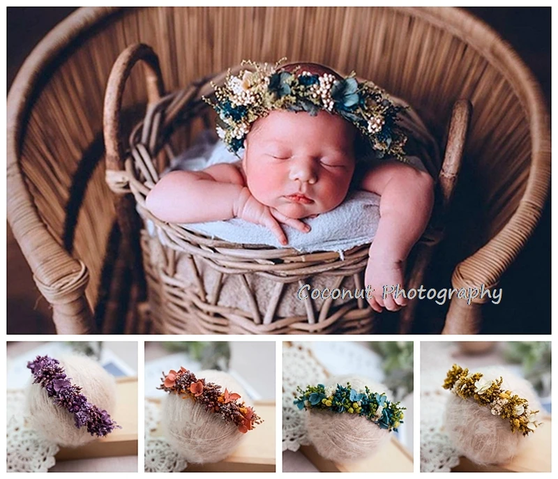 

Coconut Newborn Photography Props full-moon baby headwear Infantil Photo Shoot Accessories Handmade Baby Headdress headband