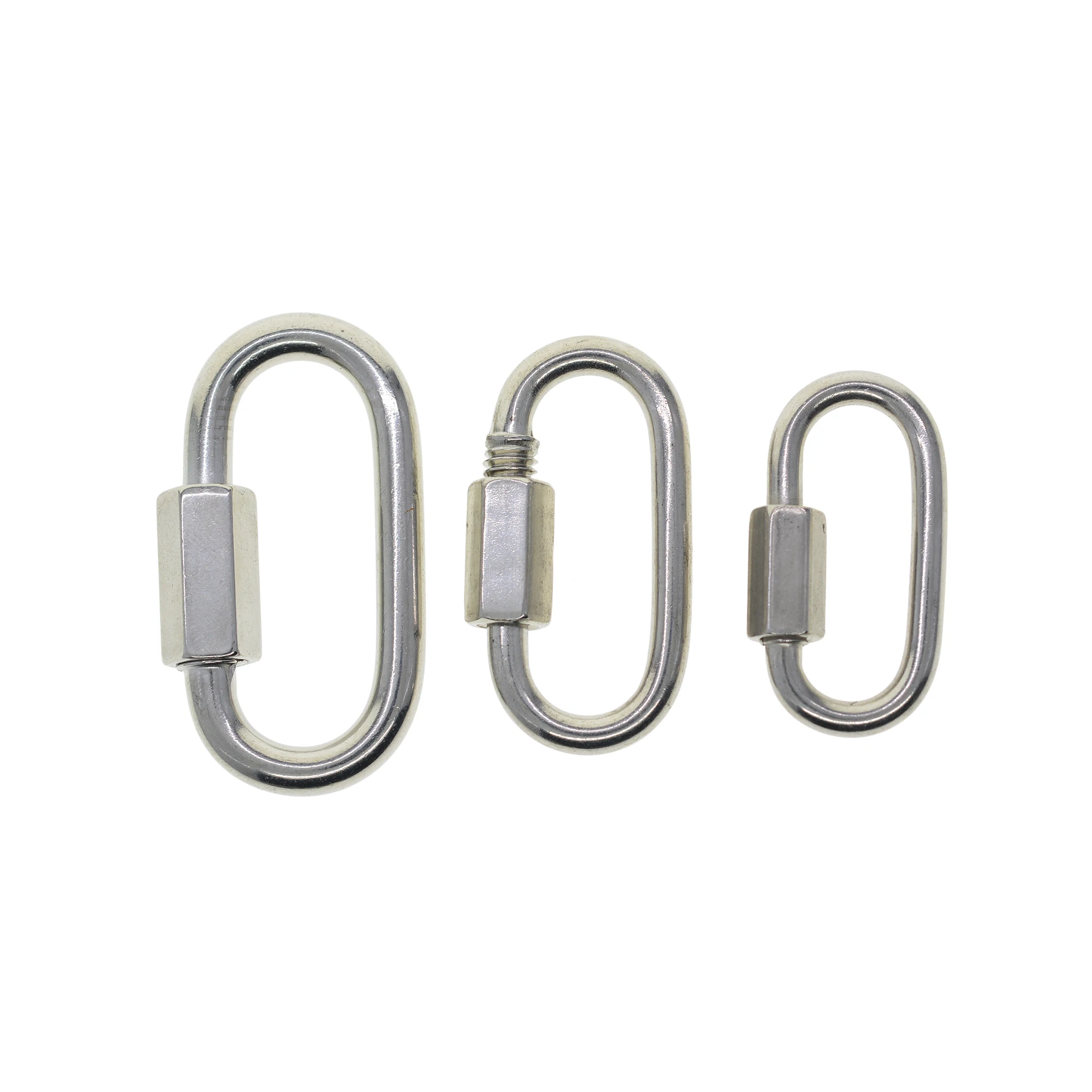 assorted sizes heavy duty EXTRA strong solid 304 stainless steel Oval Screw lock Carabiner keychains climb boat chain connector