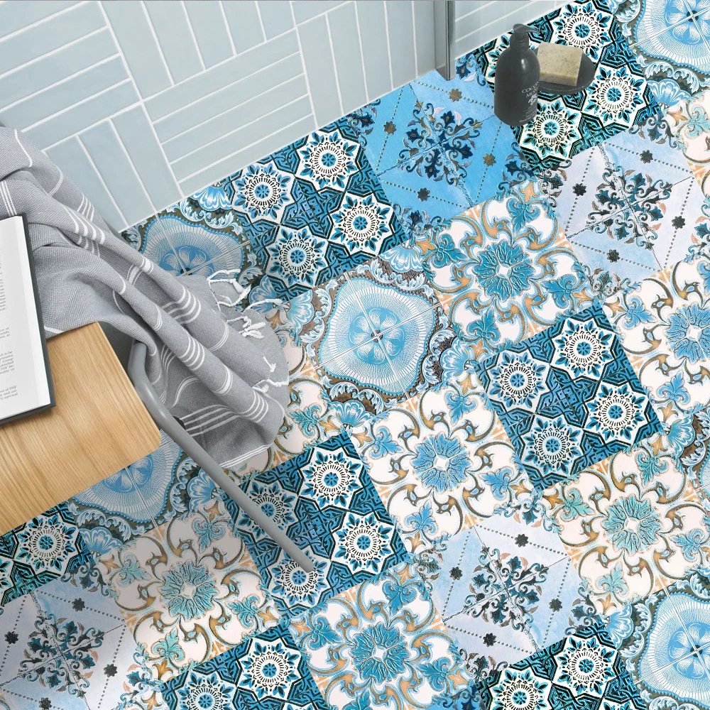 10/15/20cm Mandala Style Matte Surface Tile Sticker Peel & Stick Decoration Film For Tiles /Ground in Kitchen Wardrobe Wallpaper