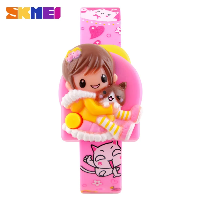 SKMEI Pink Cute Cartoon Watches For Girl Fashion Creative Kids Digital Watch Cat Toy Students Wristwatch 1240