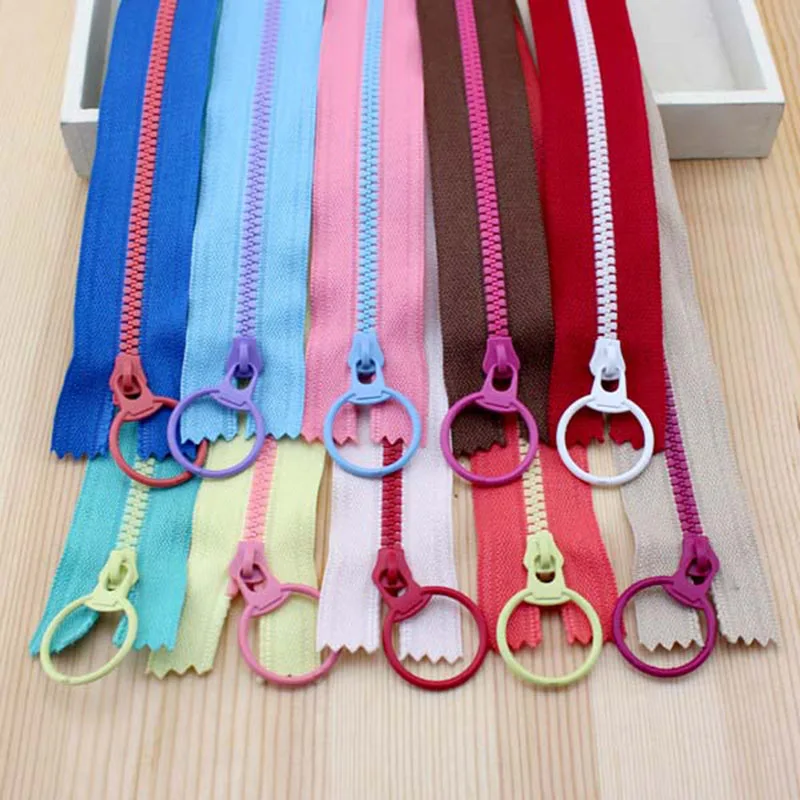 2 PCS 3# Resin Contrast Colorful Teeth Ring Cycle Round Slider Puller Zipper 15/20/25/30/35cm Bag Purse Craft Diy Accessories