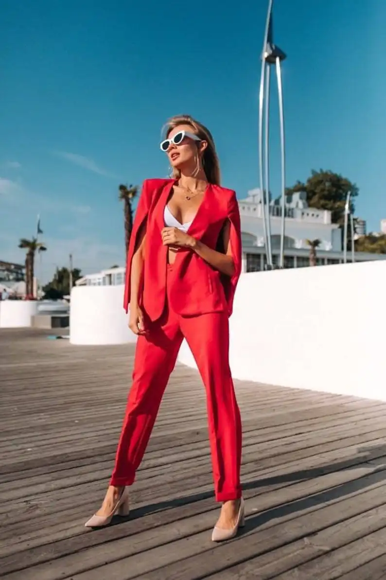 Traje de noche con alfombra roja para mujer, traje de manga larga para madre de novia, vestido de fiesta, ropa de graduación, pantalones, 2 uds.