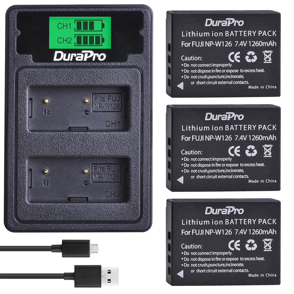 

1260mAh NP-W126S NP-W126 Battery and Dual Charger for Fuji NP W126 W126S HS30EXR X100F X-PRO1 X-PRO2 X-A1 X-A2 X-A3 X-A10 X-E1