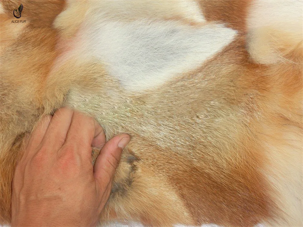 Factory supply patchwork Natural Fox Leg Fur Plate custom size fox fur rug blankets