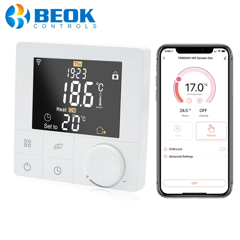 Beok Smart Thermostat Wifi Temperature Controller For Gas Boiler Room Heating Touch Screen Works With Alexa Google Home TR8B