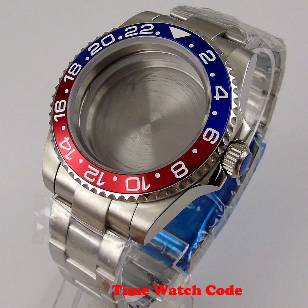 

40MM Watch Case Parts Fit for NH35 NH35A NH36 NH36A Movement 316L Bracelet GMT RED Blue Bezel Insert Sapphire Glass Bliger