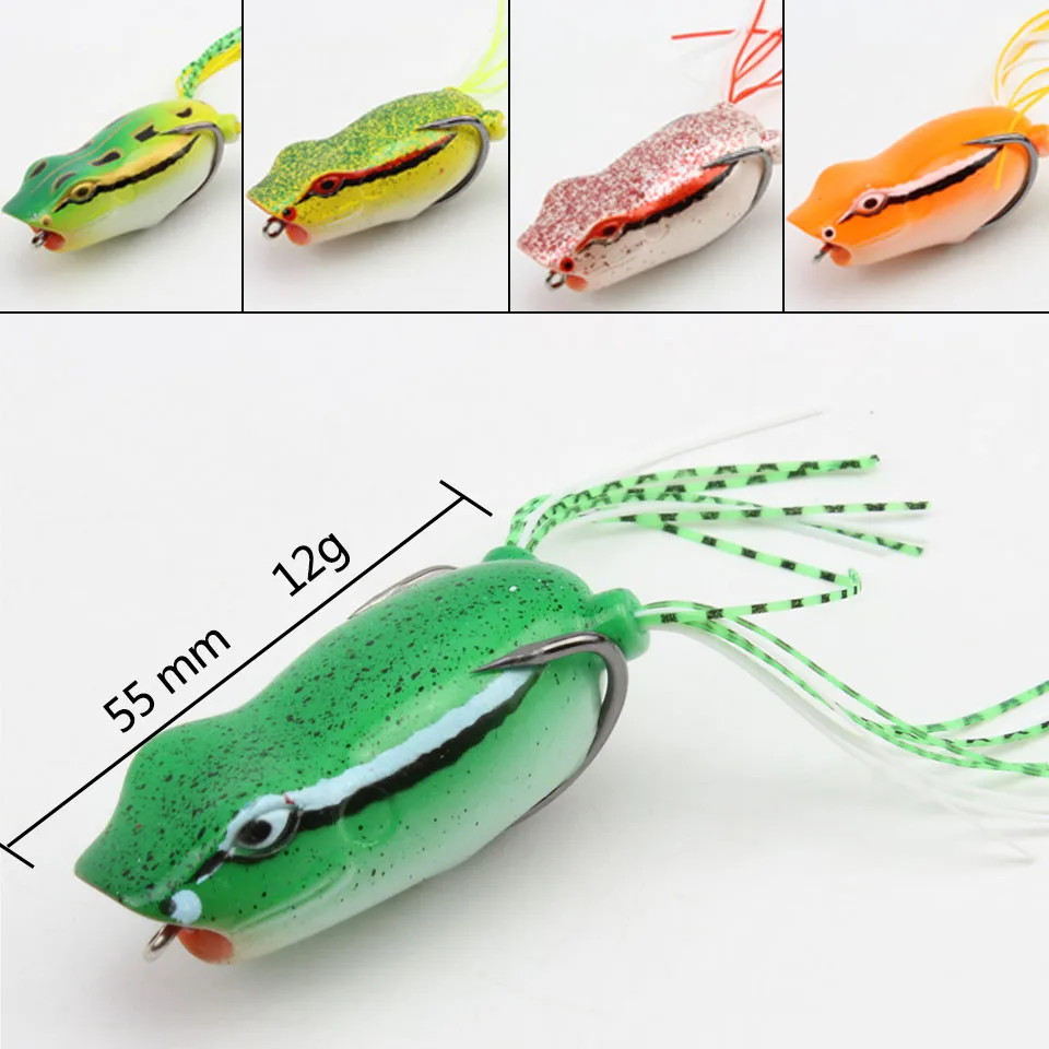 5Pcs/Box 55mm 5g Soft Frog Fishing Lures Double Hooks Top water  Frog Artificial Crank Soft Bait fishing tackle Shallowater lure