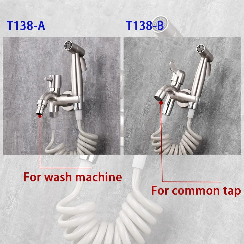 Bathroom Water Tap & Bidet Sprayer Kit. Stainless Steel Wash Machine Tap With Toilet Bidet Faucet With Independent Switch