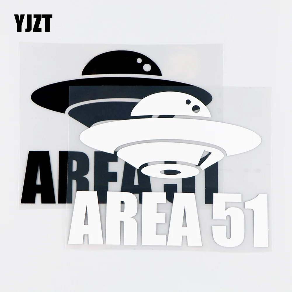 YJZT 14.8X11.7CM Area 51 Car Sticker Vinyl Decal Alien Space Storm Funny Ufo Black / Silver 10A-0158