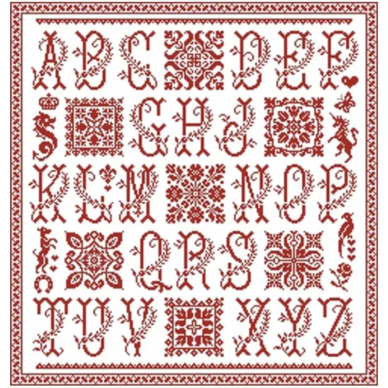 Monochrome alphabet flower puzzle patterns Counted Cross Stitch 11CT 14CT 18CT DIY Cross Stitch Kits Embroidery Needlework Sets