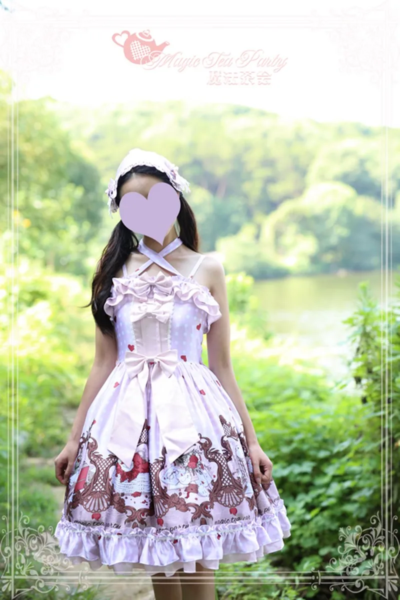 Słodka księżniczka sukienka lolita vintage palace falbala wysokiej talii drukowanie sukienka w stylu wiktoriańskim kawaii dziewczyna gothic lolita jsk loli