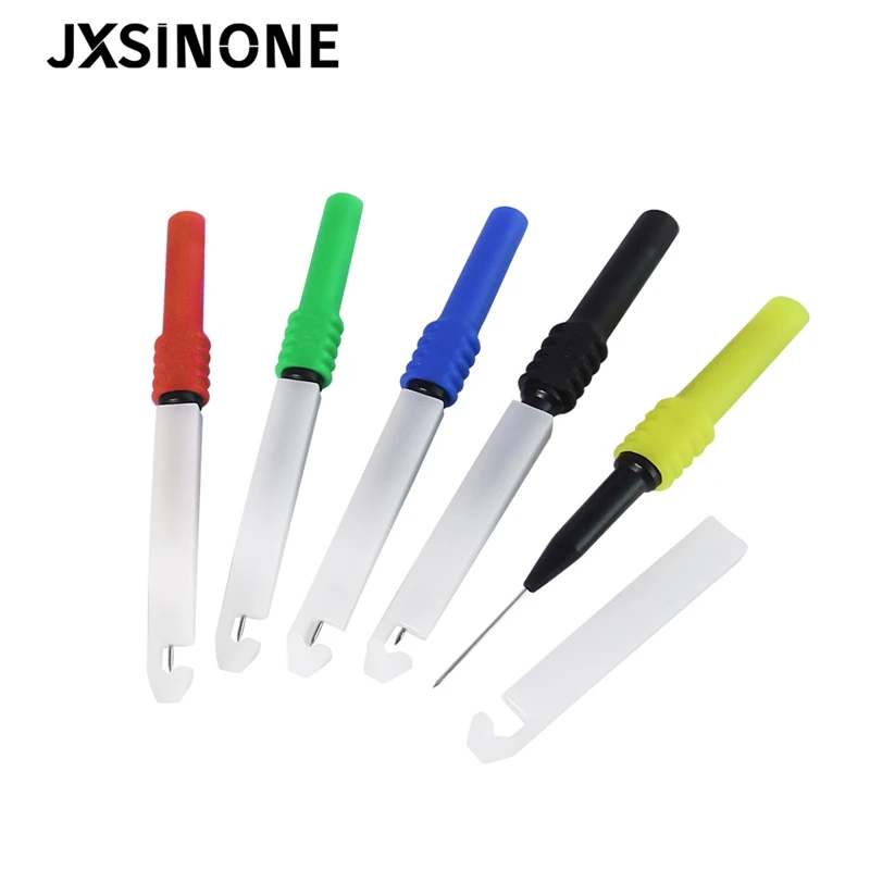JXSINONE P30009 5PCS ฉนวนกันความร้อนเจาะ Probes, Automotive Diagnostic Test ซ่อมเครื่องมือเข็ม,กลับ Probe Kit