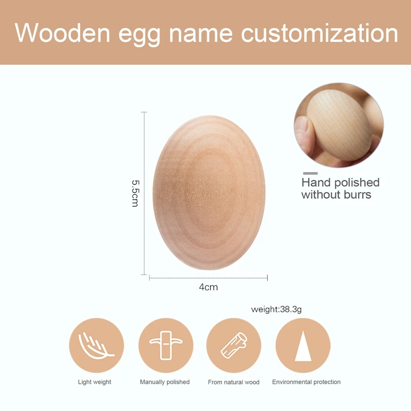 Ostern Ei Personalisierte Natürliche Holz Simulation Ei Graffiti Gemalt DIY Kreative Benutzerdefinierte Kind Name Einzigartige Ostern Geschenk Für Kinder