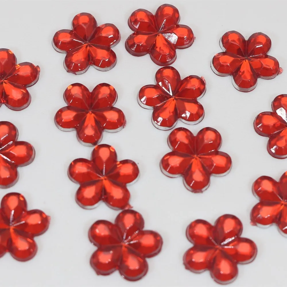 500 Acrylic Flatback Flower Rhinestone Gem 10mm DIY Embellishments Color Choice