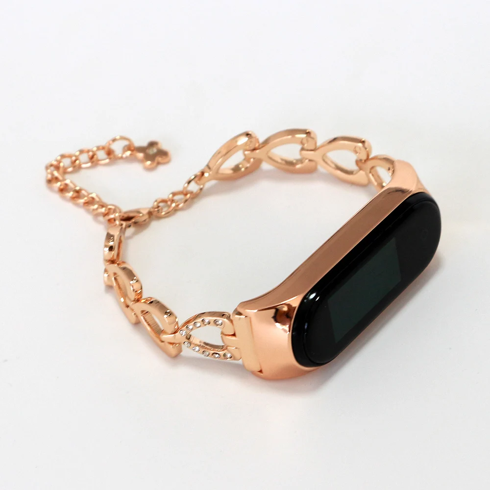 Rose Gold mi band 6 strap women smartwatch bracelet miband 5 wristband for Xiaomi Mi Band 7 4 bands watchband lovely heart