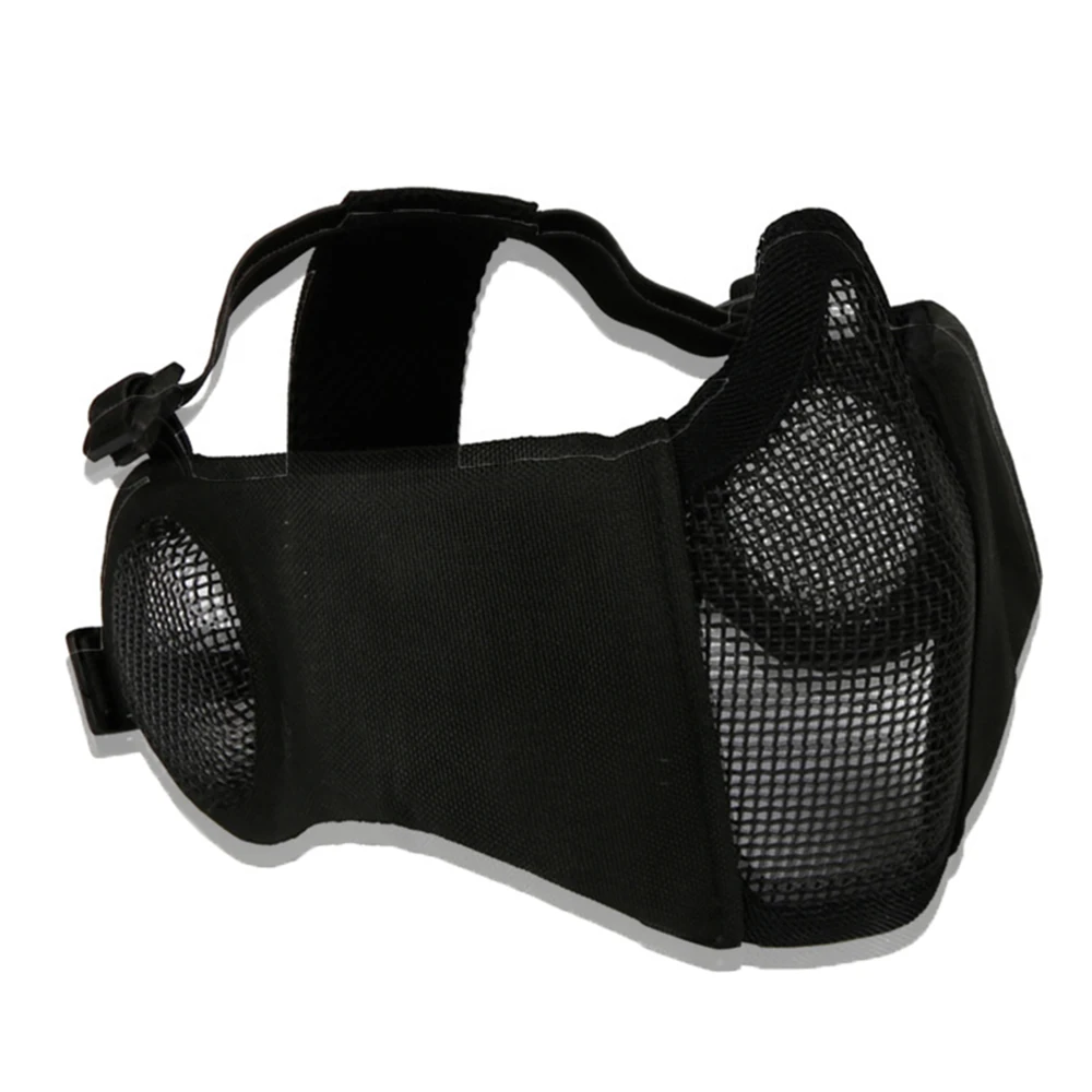 

Tactical Airsoft Masks Paintball CS Foldable Half Face Low-carbon Steel Mesh Military Style Comfortable Ear Protective Mask